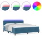 vidaXL Letto Box Spring con Materasso e LED Blu Scuro 180x200 cm Velluto vidaXL Letto Box Spring con Materasso e LED Blu Scuro 180x200 cm Velluto