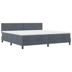 vidaXL Letto Box Spring con Materasso e LED Grigio Scuro 200x200 cm Velluto