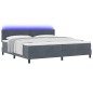 vidaXL Letto Box Spring con Materasso e LED Grigio Scuro 200x200 cm Velluto vidaXL Letto Box Spring con Materasso e LED Grigio Scuro 200x200 cm Velluto