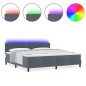 vidaXL Letto Box Spring con Materasso e LED Grigio Scuro 200x200 cm Velluto vidaXL Letto Box Spring con Materasso e LED Grigio Scuro 200x200 cm Velluto