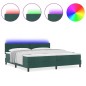 Letto Box Spring vidaXL con Materasso e LED Verde Scuro 200x200 cm Velluto