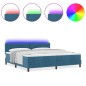 vidaXL Letto con Materasso e LED Blu Scuro 200x200 cm in Velluto