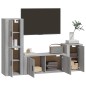Set di Mobili Porta TV 4 pz Grigio Sonoma in Legno Multistrato Set di Mobili Porta TV 4 pz Grigio Sonoma in Legno Multistrato
