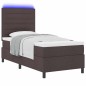 vidaXL Letto a molle con materasso e LED, Marrone scuro, 90 x 200 cm, Tessuto vidaXL Letto a molle con materasso e LED, Marrone scuro, 90 x 200 cm, Tessuto