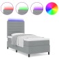 vidaXL Letto a molle con materasso e luce LED grigio chiaro 100 x 200 cm, con struttura in tessuto vidaXL Letto a molle con materasso e luce LED grigio chiaro 100 x 200 cm, con struttura in tessuto