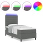 vidaXL Letto Box Spring con materasso e LED in grigio scuro, 100 x 200 cm, tessuto vidaXL Letto Box Spring con materasso e LED in grigio scuro, 100 x 200 cm, tessuto
