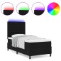 vidaXL Letto con molle e materasso con luci LED - Nero - 100 x 200 cm in tessuto