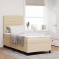 vidaXL Letto con molle e materasso e luce LED in crema, 100 x 200 cm, tessuto. vidaXL Letto con molle e materasso e luce LED in crema, 100 x 200 cm, tessuto.