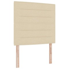 vidaXL Letto con molle e materasso e luce LED in crema, 100 x 200 cm, tessuto.
