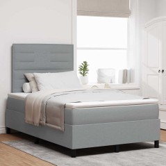vidaXL Letto con molle e materasso & Luce LED Grigio chiaro 120 x 190 cm, Struttura in tessuto