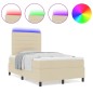vidaXL Letto con molle e materasso, luce LED crema, 120 x 200 cm, tessuto