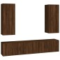 Set Mobili Porta TV 4 pz Rovere Marrone in Legno Multistrato Set Mobili Porta TV 4 pz Rovere Marrone in Legno Multistrato
