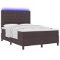 vidaXL Letto con Molle e Materasso LED - Marrone Scuro, 140 x 200 cm, in Tessuto