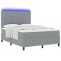vidaXL Letto con molle e materasso e luce LED grigio chiaro, 160x200 cm, tessuto vidaXL Letto con molle e materasso e luce LED grigio chiaro, 160x200 cm, tessuto
