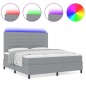 vidaXL Letto con molle e materasso e luce LED grigio chiaro, 160x200 cm, tessuto vidaXL Letto con molle e materasso e luce LED grigio chiaro, 160x200 cm, tessuto