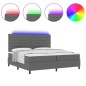 vidaXL Letto Box Spring con Materasso e LED Grigio Scuro, 200x200 cm in Tessuto