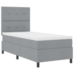 vidaXL Letto con molle e materasso, luce LED e tessuto grigio chiaro, 80 x 200 cm