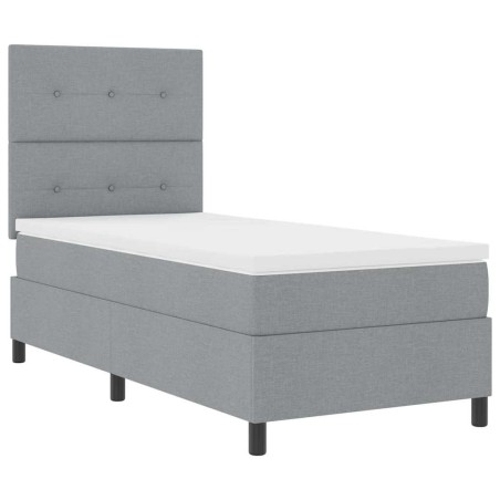 vidaXL Letto con molle e materasso, luce LED e tessuto grigio chiaro, 80 x 200 cm