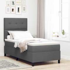 vidaXL Letto con molle e materasso LED grigio scuro, 90x200 cm in tessuto