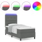 vidaXL Letto con molle e materasso LED grigio scuro, 90x200 cm in tessuto vidaXL Letto con molle e materasso LED grigio scuro, 90x200 cm in tessuto