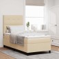 vidaXL Letto con molle e materasso con luci LED - Crema 100 x 200 cm, telaio in tessuto