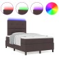 vidaXL Letto a molle con materasso e luci LED in marrone scuro, 120 x 200 cm, tessuto vidaXL Letto a molle con materasso e luci LED in marrone scuro, 120 x 200 cm, tessuto