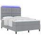 vidaXL Letto a molle con materasso e luce LED, grigio, 140 x 190 cm, tessuto vidaXL Letto a molle con materasso e luce LED, grigio, 140 x 190 cm, tessuto