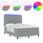 vidaXL Letto a molle con materasso e luce LED, grigio, 140 x 190 cm, tessuto vidaXL Letto a molle con materasso e luce LED, grigio, 140 x 190 cm, tessuto