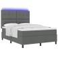 vidaXL Letto a Molle con Materasso e LED Grigio Scuro, 140x190 cm in Tessuto
