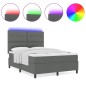 vidaXL Letto a Molle con Materasso e LED Grigio Scuro, 140x190 cm in Tessuto