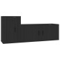 Set Mobili Porta TV 2 pz Nero in Legno Multistrato Set Mobili Porta TV 2 pz Nero in Legno Multistrato
