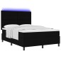 vidaXL Letto con molle e materasso con luce a LED nera, 160 x 200 cm, telaio in tessuto