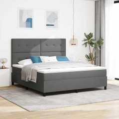 vidaXL Letto con molle e materasso LED - Grigio scuro, 180 x 200 cm in tessuto