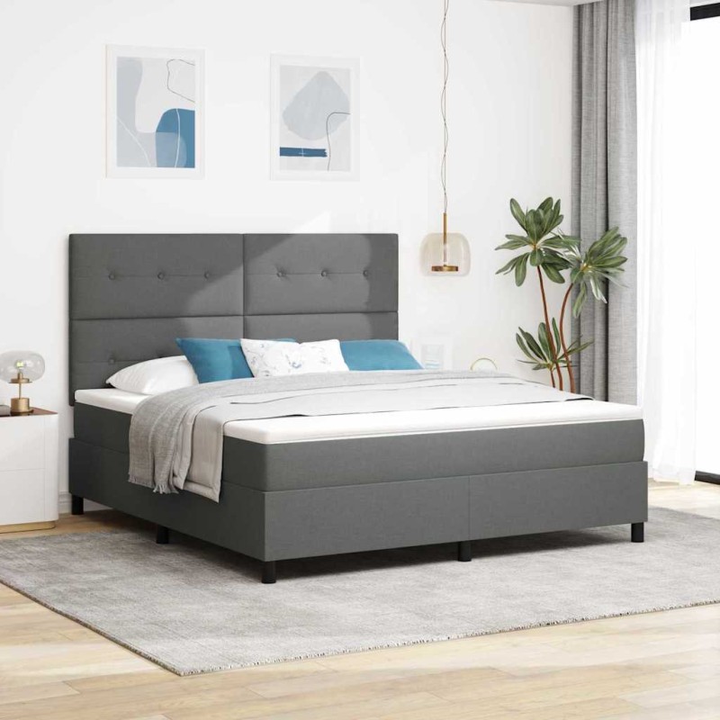 vidaXL Letto con molle e materasso LED - Grigio scuro, 180 x 200 cm in tessuto