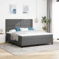 vidaXL Letto con molle e materasso LED - Grigio scuro, 180 x 200 cm in tessuto