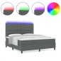 vidaXL Letto con molle e materasso LED - Grigio scuro, 180 x 200 cm in tessuto