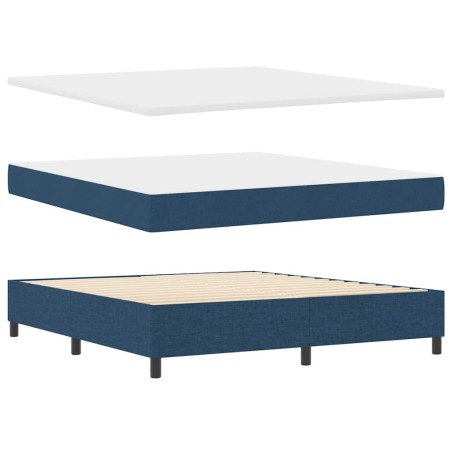 vidaXL Letto con molle, materasso e luce LED - Blu navy, 180x200 cm in tessuto
