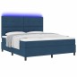 vidaXL Letto con molle, materasso e luce LED - Blu navy, 180x200 cm in tessuto