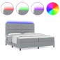vidaXL Letto con molle e materasso LED in grigio, 200x200 cm, tessuto vidaXL Letto con molle e materasso LED in grigio, 200x200 cm, tessuto