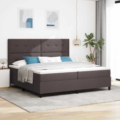 vidaXL Letto a molle con materasso e luci LED - Marrone scuro, 200x200 cm in tessuto