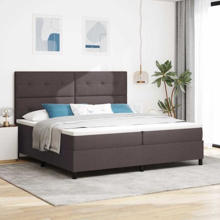 vidaXL Letto a molle con materasso e luci LED - Marrone scuro, 200x200 cm in tessuto