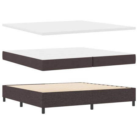 vidaXL Letto a molle con materasso e luci LED - Marrone scuro, 200x200 cm in tessuto