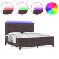 vidaXL Letto a molle con materasso e luci LED - Marrone scuro, 200x200 cm in tessuto