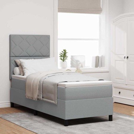 vidaXL Letto con molle e materasso e luce LED, Grigio chiaro, 80 x 200 cm, Tessuto