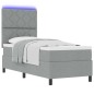 vidaXL Letto con molle e materasso e luce LED, Grigio chiaro, 80 x 200 cm, Tessuto