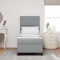 vidaXL Letto con molle e materasso e luce LED, Grigio chiaro, 80 x 200 cm, Tessuto