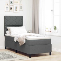 vidaXL Letto con molle e materasso con luce LED grigio scuro, 80x200 cm in tessuto