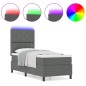 vidaXL Letto con molle e materasso con luce LED grigio scuro, 80x200 cm in tessuto vidaXL Letto con molle e materasso con luce LED grigio scuro, 80x200 cm in tessuto