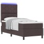 vidaXL Letto con molle, materasso e luci LED in marrone scuro, 80 x 200 cm in tessuto