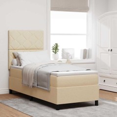vidaXL Letto con molle, materasso e LED, crema, 80x200 cm, tessuto